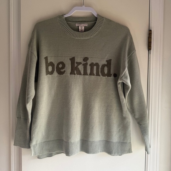 Sincerely Jules Sweaters - Sincerely Jules Be Kind Crewneck Sweater Light Green Knit Pullover Medium